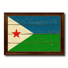 Djibouti Country Flag Vintage Canvas Print with Brown Picture Frame Home Decor Gifts Wall Art Decoration Artwork