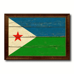 Djibouti Country Flag Vintage Canvas Print with Brown Picture Frame Home Decor Gifts Wall Art Decoration Artwork