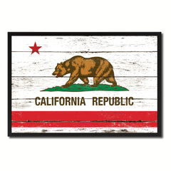 California State Flag Vintage Canvas Print with Black Picture Frame Home DecorWall Art Collectible Decoration Artwork Gifts