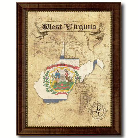 West Virginia Vintage History Flag Canvas Print, Picture Frame Gift Ideas Home Décor Wall Art Decoration