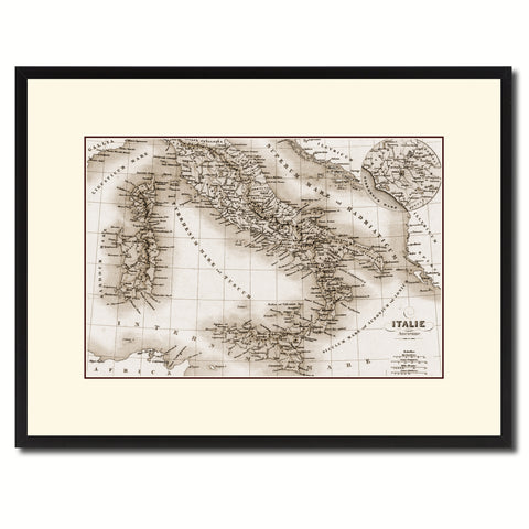 Italy Rome Vintage Sepia Map Canvas Print, Picture Frame Gifts Home Decor Wall Art Decoration