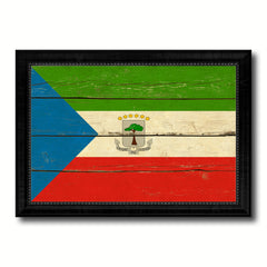 Equatorial Guinea Country Flag Vintage Canvas Print with Black Picture Frame Home Decor Gifts Wall Art Decoration Artwork