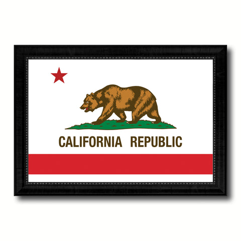 California State Flag Texture Canvas Print with Brown Picture Frame Gifts Home Decor Wall Art Collectible Decoration