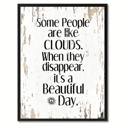 Some People Like Clouds When They Disappear Saying Canvas Print, Black Picture Frame Home Decor Wall Art Gifts