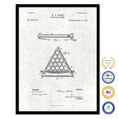 1891 Billiard Pool Ball Frame Old Patent Art Print on Canvas Custom Framed Vintage Home Decor Wall Decoration Great for Gifts