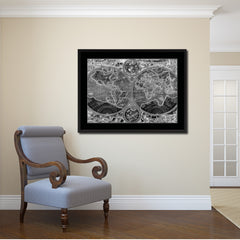 Macro Closeup Vintage Monochrome Map Canvas Print, Gifts Picture Frames Home Decor Wall Art