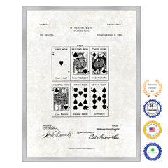 1893 Face Poker Game Old Patent Art Print on Canvas Custom Framed Vintage Home Decor Wall Decoration Great for Gifts