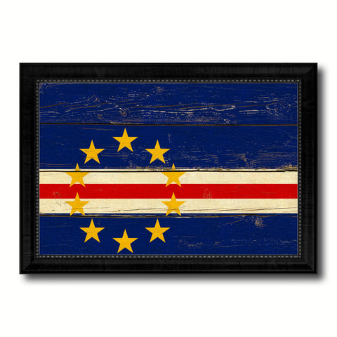 Cape Verde Country Flag Vintage Canvas Print with Black Picture Frame Home Decor Gifts Wall Art Decoration Artwork