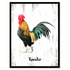 Rooster Bird Canvas Print, Black Picture Frame Gift Ideas Home Decor Wall Art Decoration