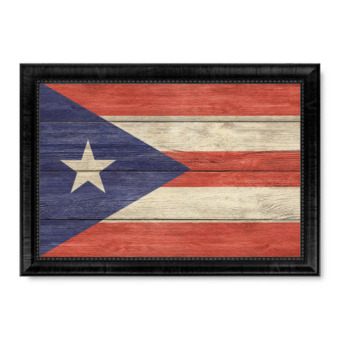 Puerto Rico Country Flag Texture Canvas Print with Black Picture Frame Home Decor Wall Art Decoration Collection Gift Ideas