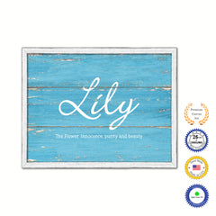Lily Name Plate White Wash Wood Frame Canvas Print Boutique Cottage Decor Shabby Chic