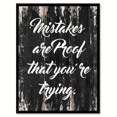 Mistakes are proof that you're trying Motivational Quote Saying Canvas Print with Picture Frame Home Decor Wall Art