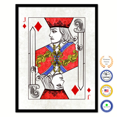 Ace Heart Poker Decks of Vintage Cards Print on Canvas Brown Custom Framed