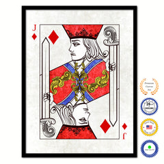 One Eye Jack Diamond Poker Decks of Vintage Cards Print on Canvas Black Custom Framed