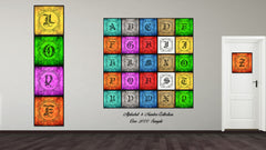 Alphabet F Black Canvas Print Black Frame Kids Bedroom Wall Décor Home Art