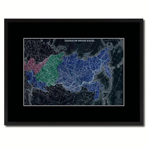 Russia Siberia Vintage Vivid Color Map Canvas Print, Picture Frame Home Decor Wall Art Office Decoration Gift Ideas