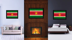 Suriname Country Flag Vintage Canvas Print with Black Picture Frame Home Decor Gifts Wall Art Decoration Artwork
