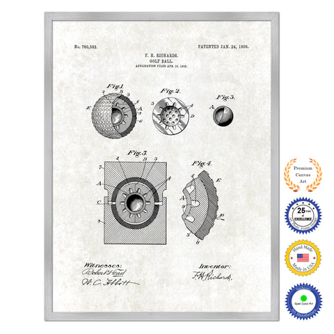 1905 Golf Ball Old Patent Art Print on Canvas Custom Framed Vintage Home Decor Wall Decoration Great for Gifts