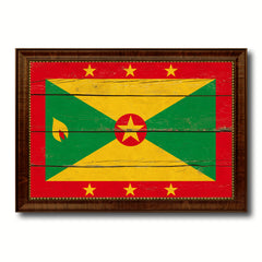 Grenada Country Flag Vintage Canvas Print with Brown Picture Frame Home Decor Gifts Wall Art Decoration Artwork