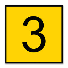 Number 3 Yellow Canvas Print Black Frame Kids Bedroom Wall Décor Home Art