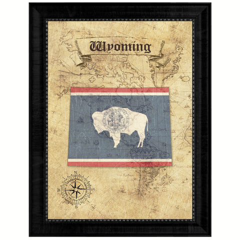 Wyoming State Vintage Map Gifts Home Decor Wall Art Office Decoration