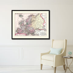 Europe Vintage Antique Map Wall Art Home Decor Gift Ideas Canvas Print Custom Picture Frame