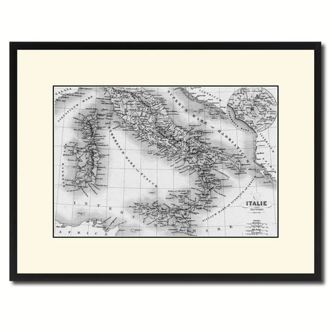 Italy Rome Vintage B&W Map Canvas Print, Picture Frame Home Decor Wall Art Gift Ideas