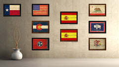 Spain Country Flag Vintage Canvas Print with Brown Picture Frame Home Decor Gifts Wall Art Decoration Artwork