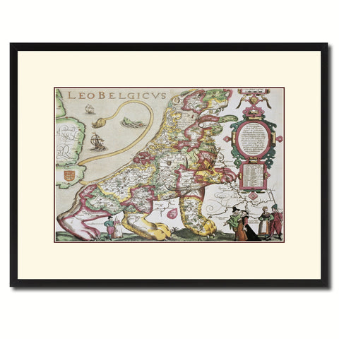 Leo Belgicvs Vintage Antique Map Wall Art Home Decor Gift Ideas Canvas Print Custom Picture Frame