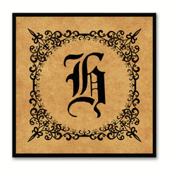 Alphabet H Brown Canvas Print Black Frame Kids Bedroom Wall Décor Home Art