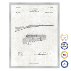 1899 Bolt Gun Rifle Old Patent Art Print on Canvas Custom Framed Vintage Home Decor Wall Decoration Great for Gifts