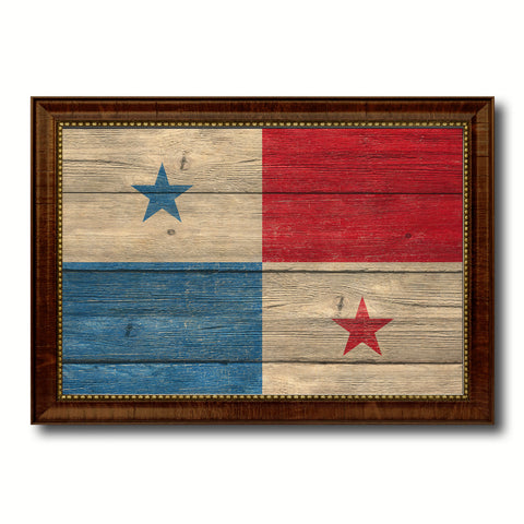 Panama Country Flag Texture Canvas Print with Brown Custom Picture Frame Home Decor Gift Ideas Wall Art Decoration