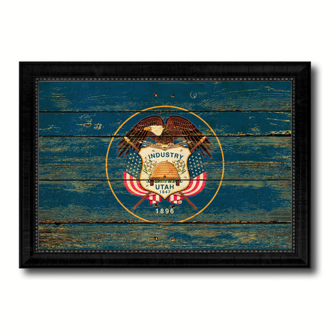 Utah State Flag Vintage Canvas Print with Black Picture Frame Home DecorWall Art Collectible Decoration Artwork Gifts