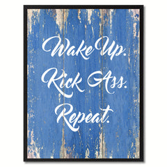 Wake Up Repeat Funny Quote Saying Gift Ideas Home Décor Wall Art