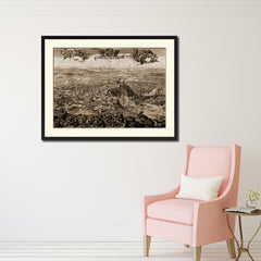 Mountain Fortress Vintage Sepia Map Canvas Print, Picture Frame Gifts Home Decor Wall Art Decoration