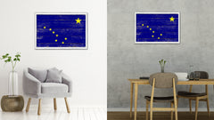 Alaska State Flag Shabby Chic Gifts Home Decor Wall Art Canvas Print, White Wash Wood Frame