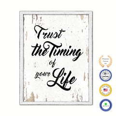 Trust The Timing Of Your Life Vintage Saying Gifts Home Decor Wall Art Canvas Print with Custom Picture Frame