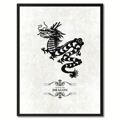 Zodiac Dragon Horoscope Canvas Print, Black Picture Frame Home Decor Wall Art Gift