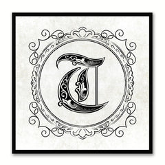 Alphabet T White Canvas Print Black Frame Kids Bedroom Wall Décor Home Art