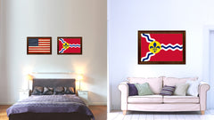 St Louis City Missouri State Flag Canvas Print Brown Picture Frame
