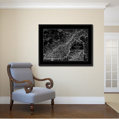 Quebec Montreal Vintage Monochrome Map Canvas Print, Gifts Picture Frames Home Decor Wall Art