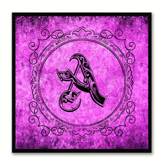 Alphabet A Purple Canvas Print Black Frame Kids Bedroom Wall Décor Home Art