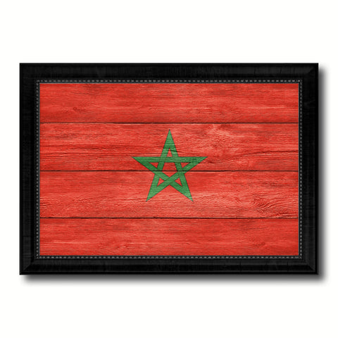 Morocco Country Flag Texture Canvas Print with Black Picture Frame Home Decor Wall Art Decoration Collection Gift Ideas