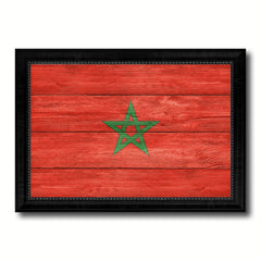 Morocco Country Flag Texture Canvas Print with Black Picture Frame Home Decor Wall Art Decoration Collection Gift Ideas