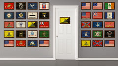 Gadsden Don't Tread on Me Military Flag Texture Canvas Print with Brown Picture Frame Home Decor Wall Art Gifts