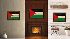 Paalestinian Country Flag Vintage Canvas Print with Brown Picture Frame Home Decor Gifts Wall Art Decoration Artwork