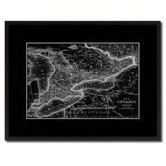 Ontario Canada Vintage Monochrome Map Canvas Print, Gifts Picture Frames Home Decor Wall Art
