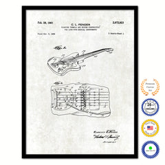 1961 Fender Electric Guitar Tremolo Old Patent Art Print on Canvas Custom Framed Vintage Home Decor Wall Decoration Great for Gifts