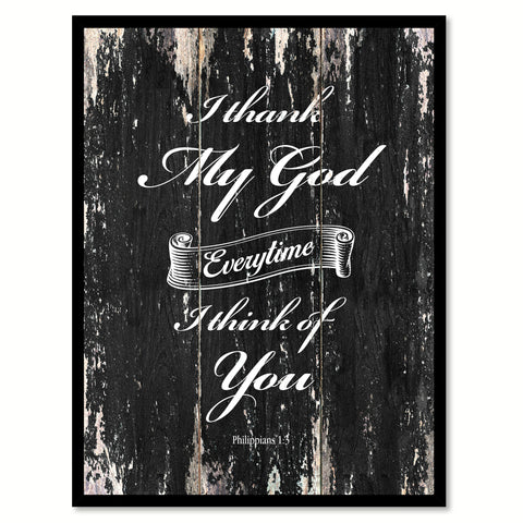 I thank my god everytime I think of you Philippians 1-3 Religious Quote Saying Canvas Print with Picture Frame Home Decor Wall Art