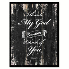 I thank my god everytime I think of you Philippians 1-3 Religious Quote Saying Canvas Print with Picture Frame Home Decor Wall Art